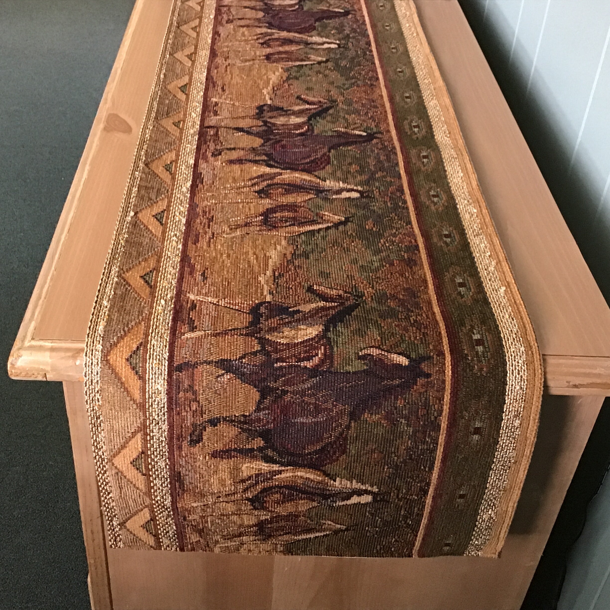 Tapestry table runner. Rustic Cabin decor. Western wild Etsy