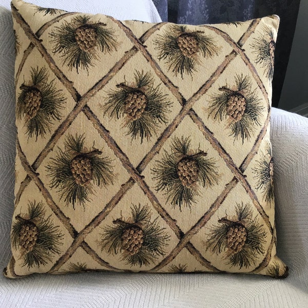 Pine cone cabin throw pillow, Rustic Cabin Decor, Ranch, farmhouse, Western, country decor, log cabin furniture, primitive cabin decor