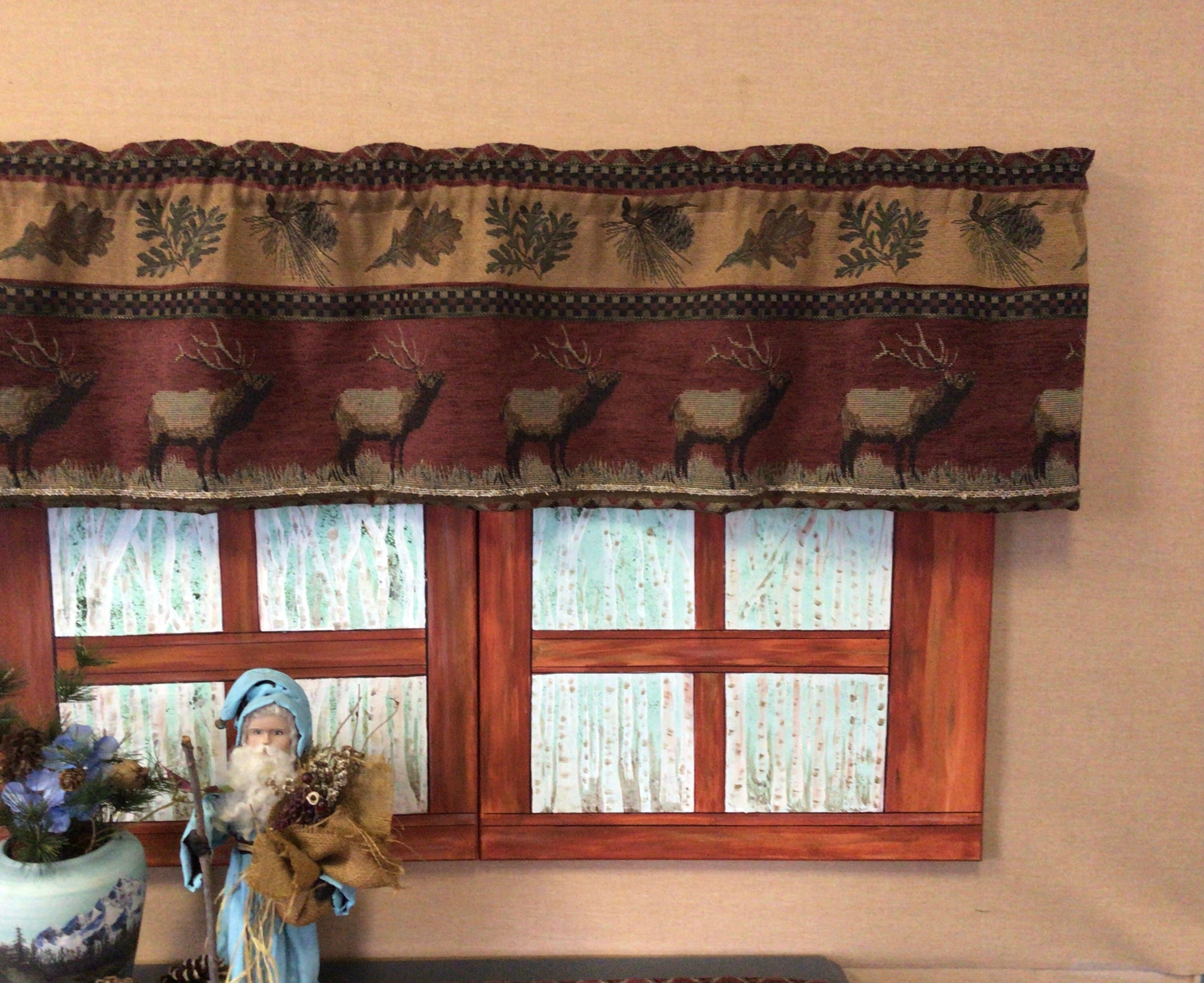 Tapestry Elk Cabin Valance. Rustic Cabin Decor Elk Curtain Etsy