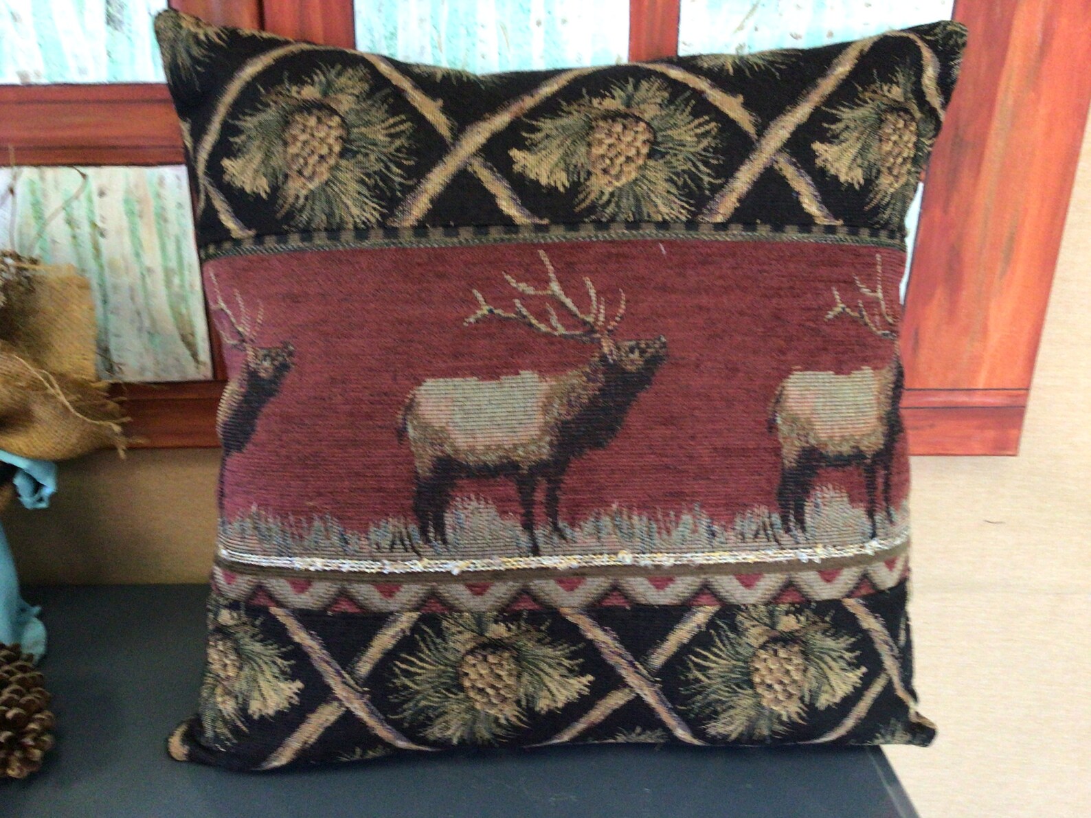 Elk Throw Pillow Rustic Cabin Decor Log Cabin Furniture Etsy