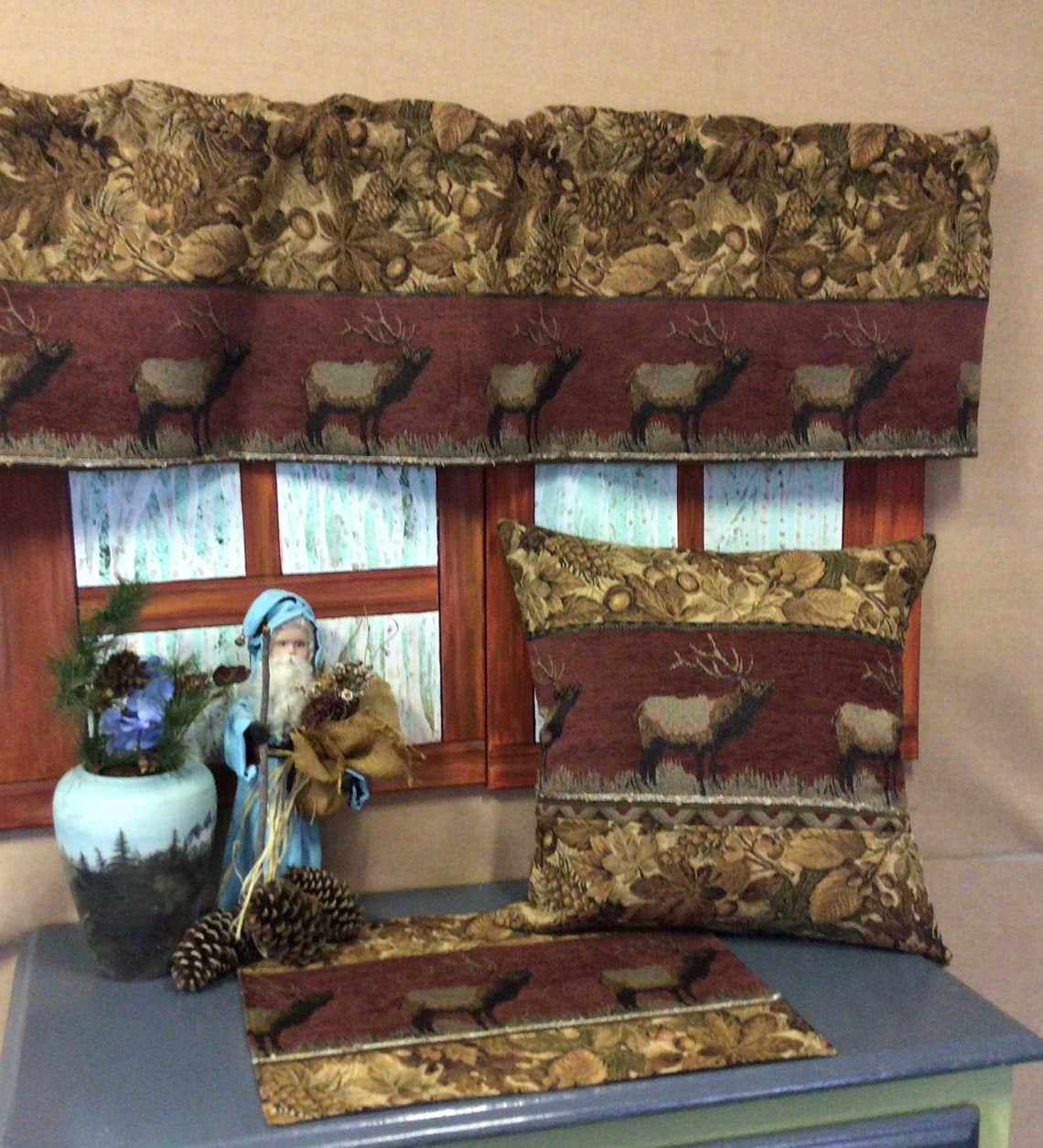 Elk and Leaf Placemats Rustic Cabin Decor Northern Lodge Etsy