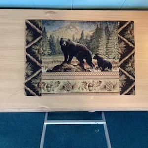 USA sewn placemats, table runners, Bear Tapestry, Rustic Log Cabin Decor, lodge furnishings