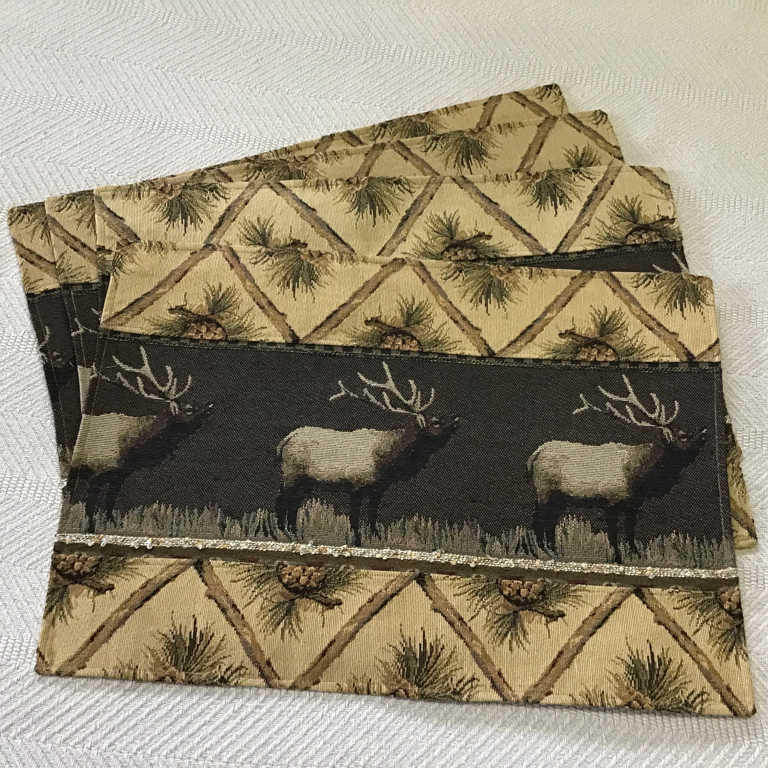 Tapestry placemats 46 per set. Rustic cabin decor Elk Etsy