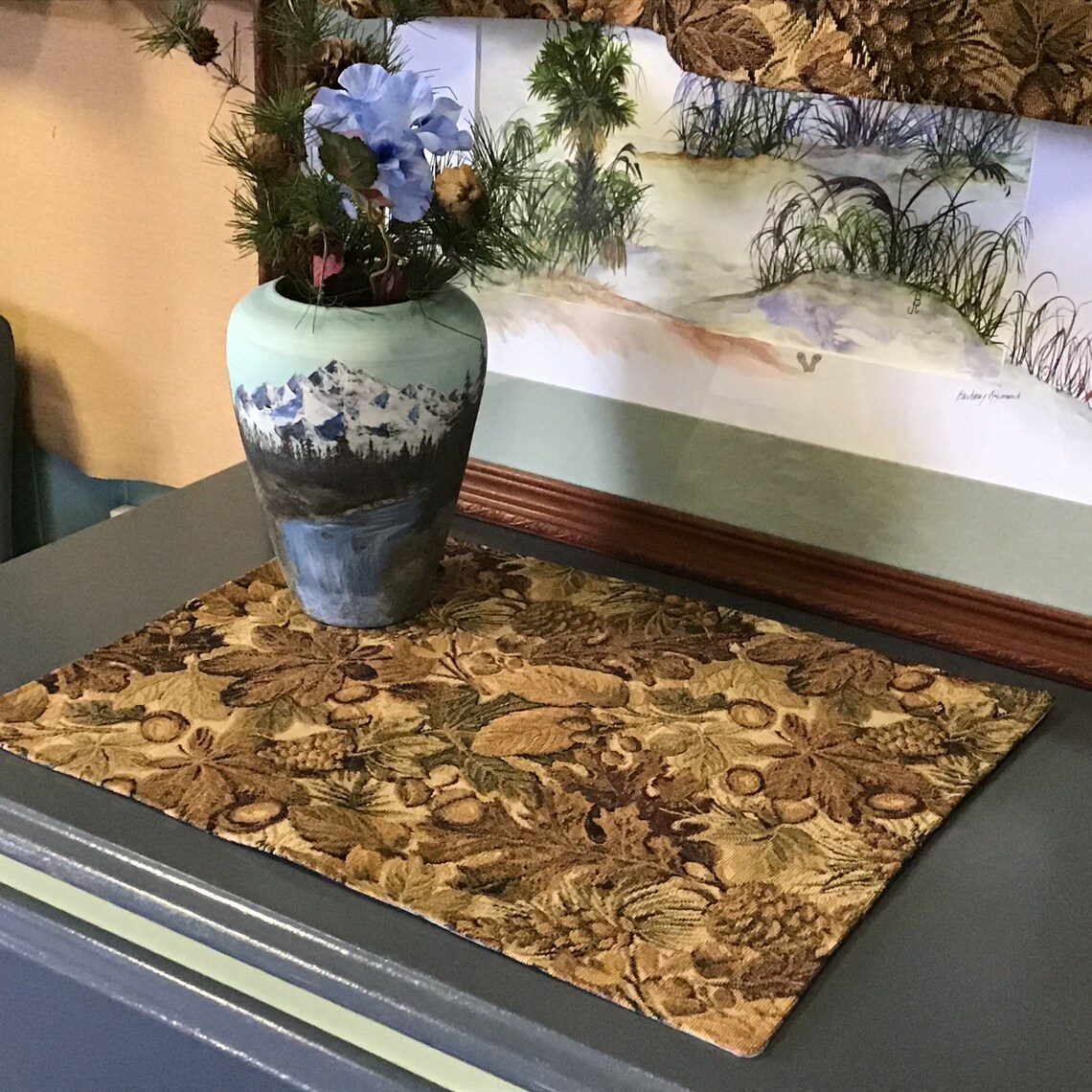 Tapestry Cabin Placemats Rustic Cabin Decor Leaf and Etsy