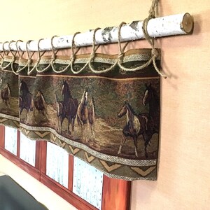 Jute rope tab top 36-108 inch Horse Valance: Rustic Cabin Decor (pole not included)