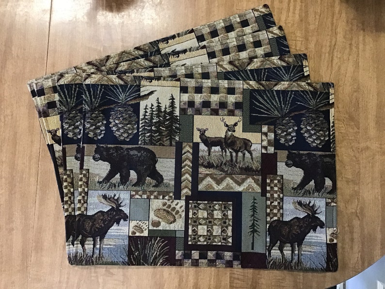 Tapestry table runner placemats and bed runners Rustic cabin Etsy