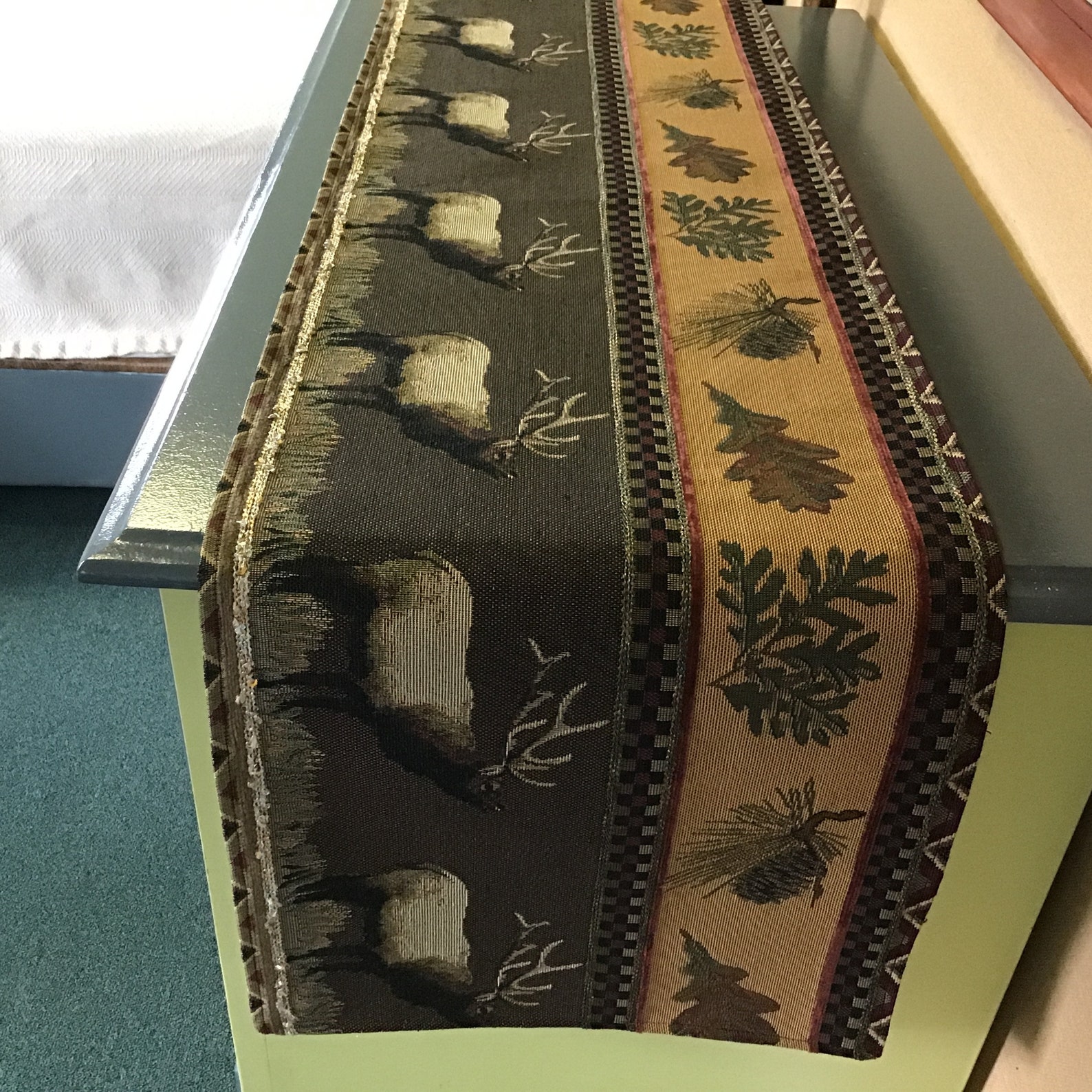 Tapestry Table Runner. Rustic Cabin Decor Elk Table Runner Etsy