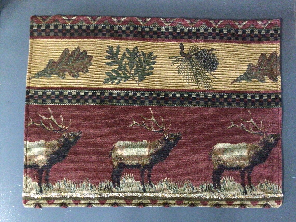 Elk cabin placemats Rustic cabin decor Western or Northern Etsy