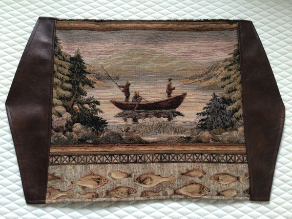 4 or 6 per Set, Tapestry Fishing Boat Placemats With Faux Leather End, Rustic  Cabin Decor, Log Cabin Furniture, Country, Farmhouse, Camp 