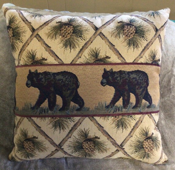 Rustic Cabin Bear Decorative Throw Pillow