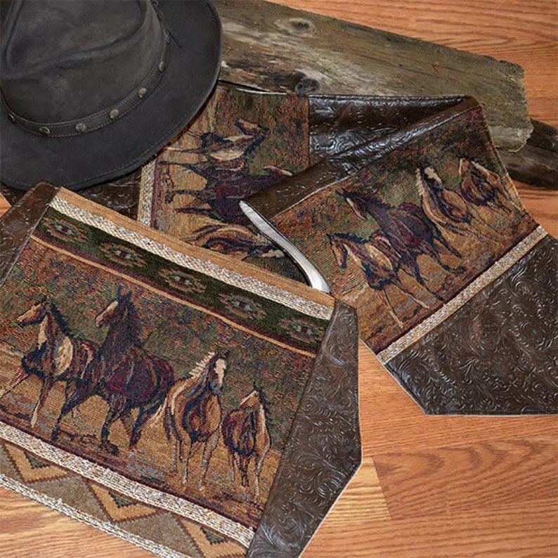 Tapestry placemats 46 per set. Rustic cabin decor Western Etsy