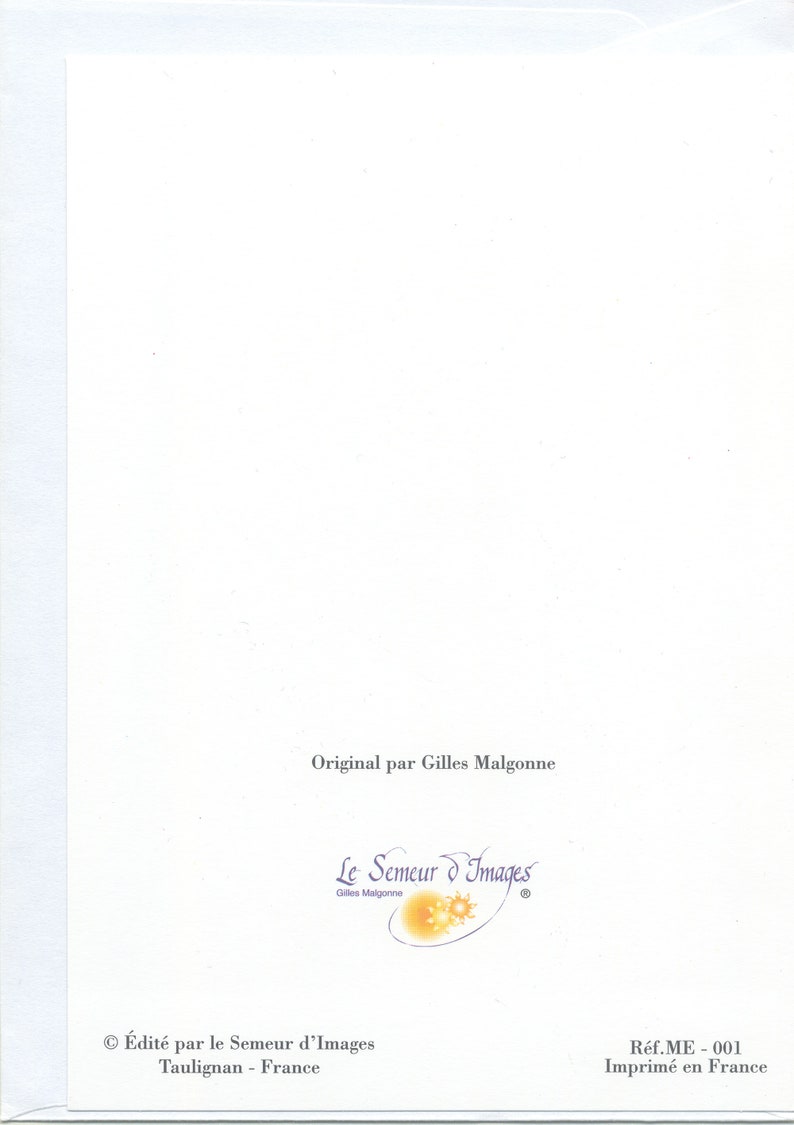 Carte postale double de remerciement enluminée avec son enveloppe, avec lettrine et oiseaux image 6