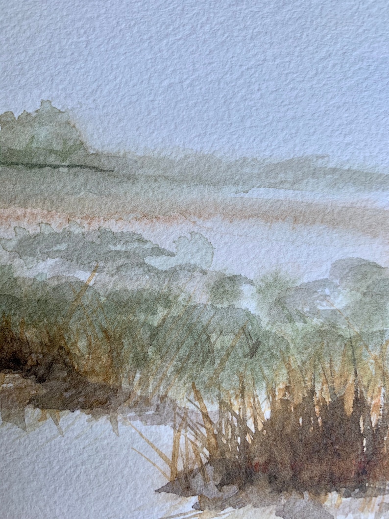 ORIGINAL WATERCOLOR Costal wetlands folly beach 9x12 140lb Arches paper