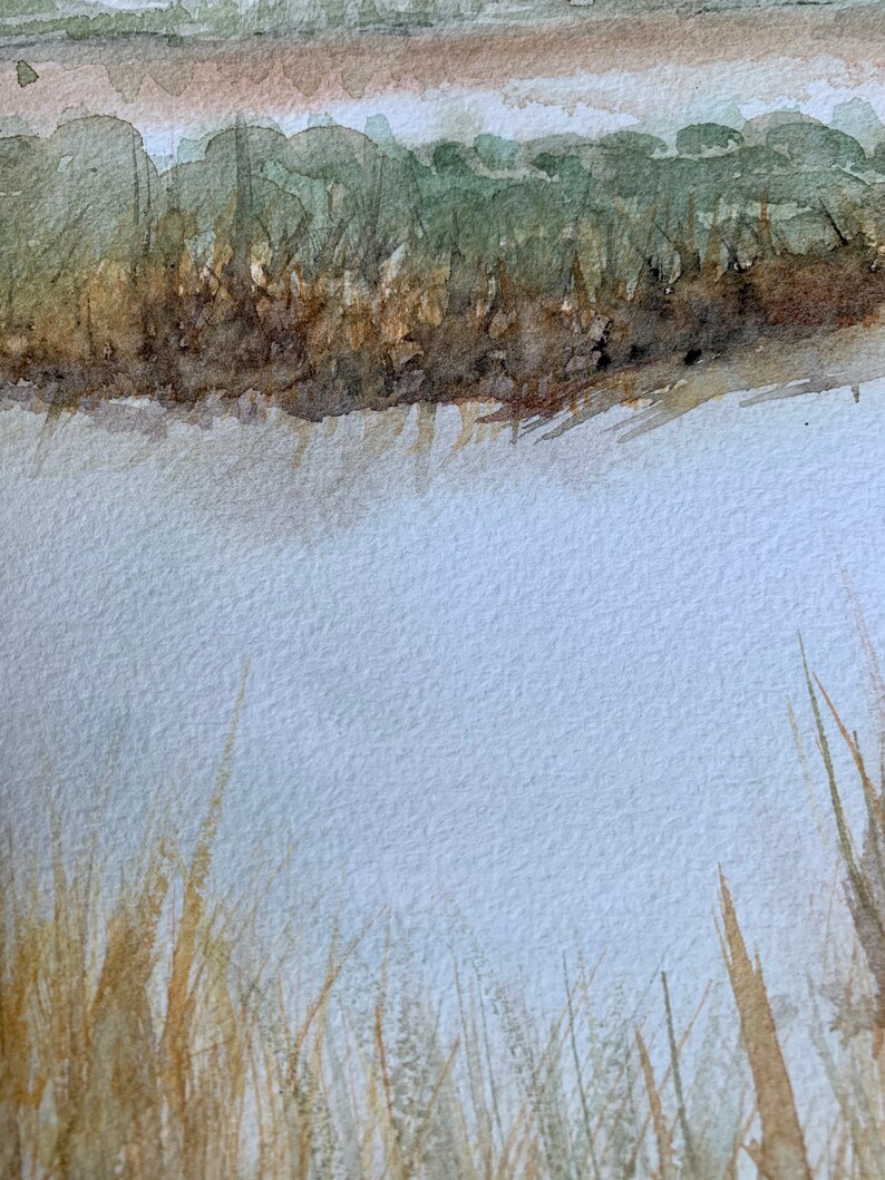 ORIGINAL WATERCOLOR Costal wetlands folly beach 9x12 140lb Arches paper