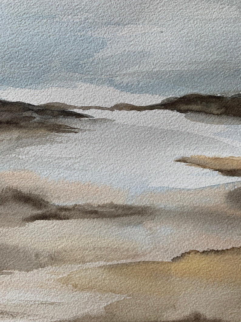 9x12 ORIGINAL WATERCOLOR abstract mountains Arches cold press paper 140lb