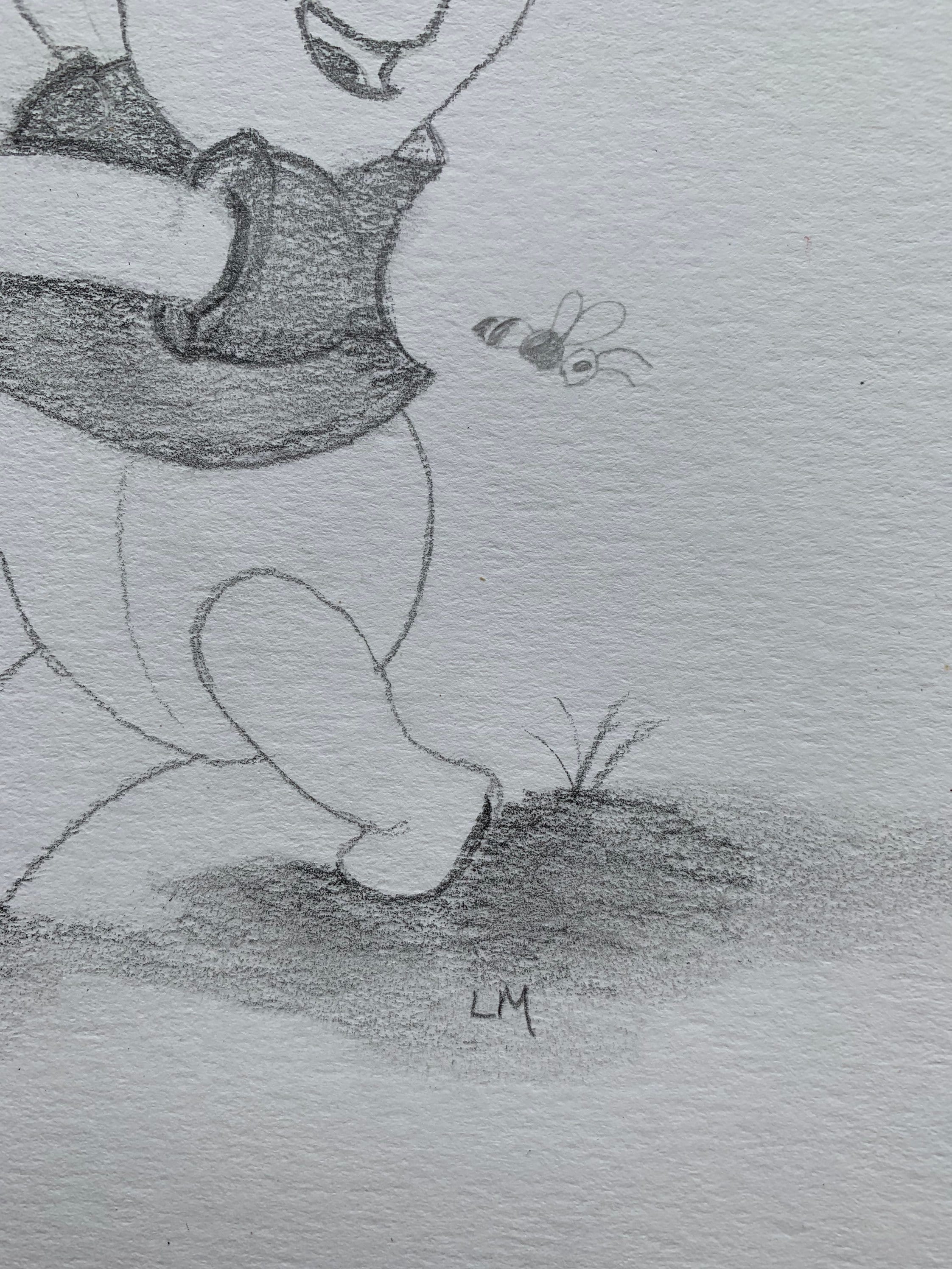 ORIGINAL DRAWING Winnie the Pooh Pencil Drawing Original Pooh Etsy