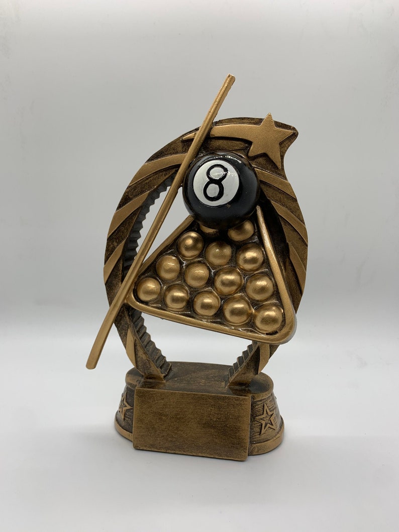 Gold 3D Pool Award Billiards Tournament Trophy Customizable Pool Tournament Award Customizable Billiards Award Pool Tournament Trophy