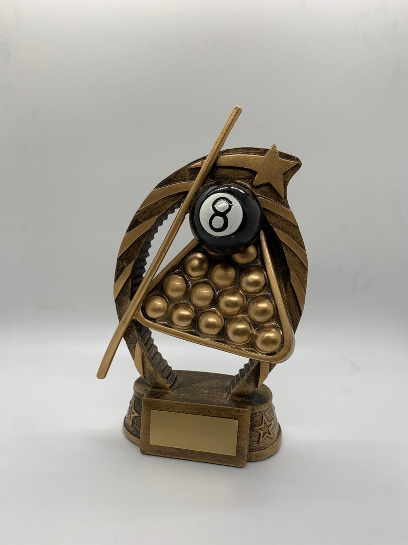 Gold 3D Pool Award Billiards Tournament Trophy Customizable Pool Tournament Award Customizable Billiards Award Pool Tournament Trophy