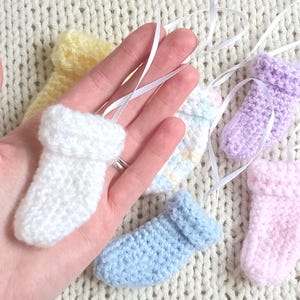 Baby Bootie Christmas Tree Ornament, Crochet Xmas Tree Memory Sock, Baby's First Christmas or Pregnancy Loss Memento