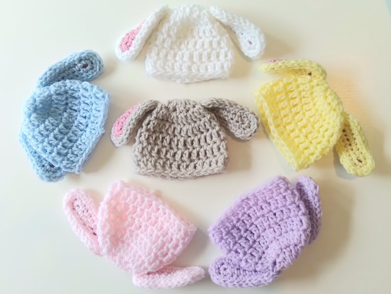 Preemie or Micro Preemie Baby Easter Bunny Hat, Handmade NICU Baby Rabbit Beanie Cap, Crochet Infant Hospital Hat, Spring First Easter Gift image 4