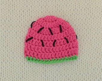 Preemie Baby Watermelon Hat, Handmade NICU Baby Beanie Cap, Crochet Infant Hospital Hat, Spring or Summer Fruit Photo Prop