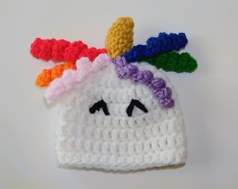 Unicorn Hat for Preemie Baby, Handmade Cute Adorable Fantasy Beanie Cap, Crochet Animal Costume Hat for NICU Baby Girl
