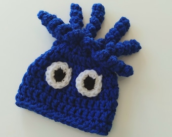 Funny Kraken Hat for Preemie Baby, Handmade Cute Adorable Ocean Beanie Cap, Crochet Octopus Squid Kraken Sea Creature Hat