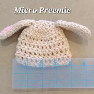 Preemie or Micro Preemie Baby Easter Bunny Hat, Handmade NICU Baby Rabbit Beanie Cap, Crochet Infant Hospital Hat, Spring First Easter Gift Micro Preemie US kids' numeric