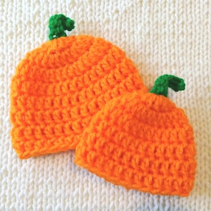 Pumpkin Hat for Preemie or Micro Preemie Baby, Fall Halloween Baby Beanie, Handmade NICU Jack O Lantern Cap, Crochet Infant Hospital Hat