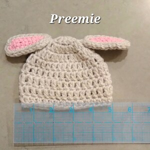 Preemie or Micro Preemie Baby Easter Bunny Hat, Handmade NICU Baby Rabbit Beanie Cap, Crochet Infant Hospital Hat, Spring First Easter Gift Preemie US kids' numeric