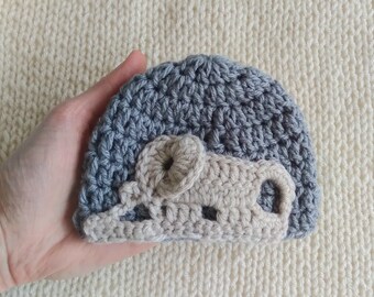 Elephant Hat for Preemie Baby, Handmade Cute Adorable Jungle Beanie Cap, Crochet Animal Safari Costume Hat for NICU Premie Baby