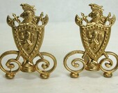 Miniature Heraldry Shield Andirons