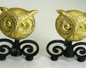 Miniature Brass Owl Andirons