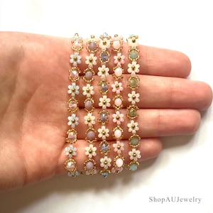 Custom Beaded Flower Bracelet | Seed Bead | Beaded Daisy | Gemsone Bracelet | Dainty Jewelry | Beaded Anklet | Layering | Gift For Her