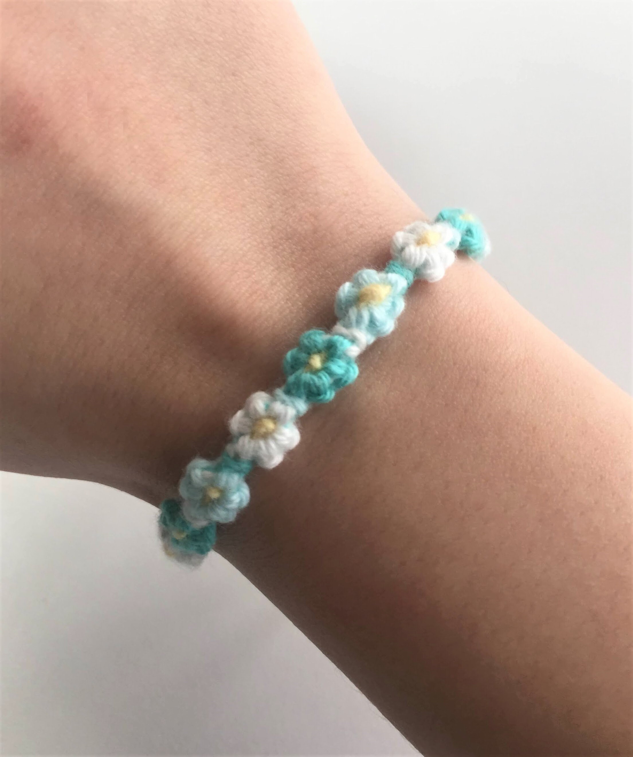 Custom Colour Daisy Flower String Bracelet Adjustable Etsy Canada