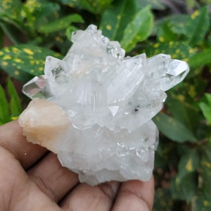 Apofilita branca multipontas de alta qualidade, linda e natural, com cristais de estilbite/Apofilita muito bonita com cristais de estilbite inteiros