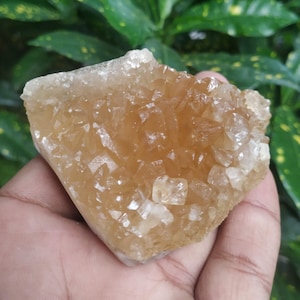 Cúmulo de superformación de calcita de miel oscura natural en forma de cristal de calidad / Cristal de calcita amarilla natural para comprador directo al por mayor