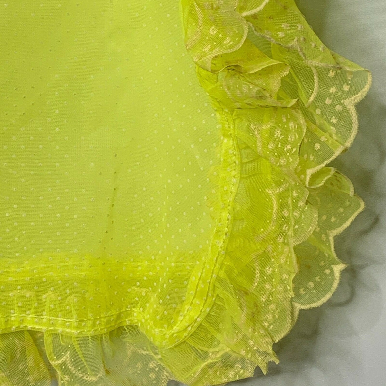 VTG Yellow Pink dots Retro Cafe Curtain 27 x 30 Sheer