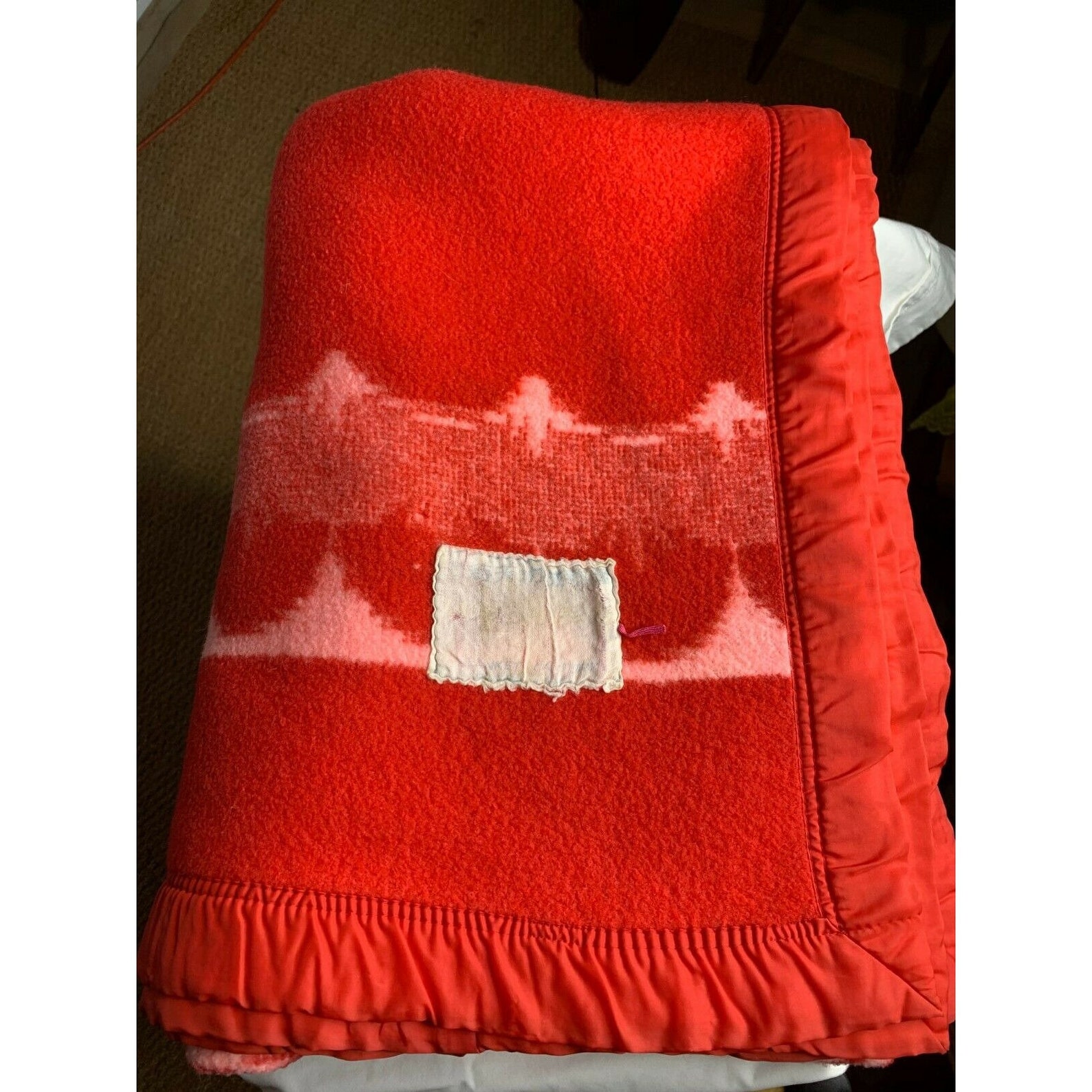 Vtg 50s 60s Floral Peacock Camp Blanket Factory 77 x 56 Red Etsy