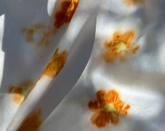 Plant Dyed Silk Pillowcase, Cosmos Flower