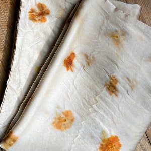 Plant Dyed Silk Pillowcase, Coreopsis Flower, Eco Printed, Local Homegrown Plants image 5