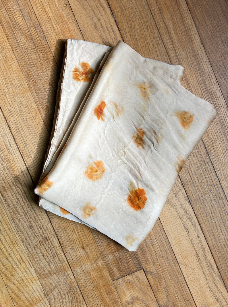 Plant Dyed Silk Pillowcase, Coreopsis Flower, Eco Printed, Local Homegrown Plants image 4