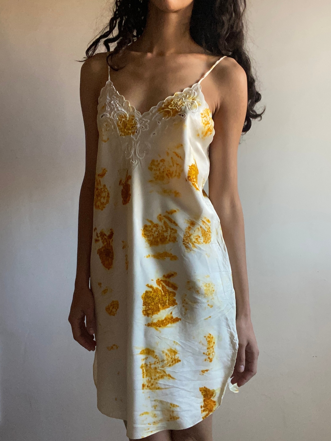 Plant Dyed Vintage Silk Slip Dress, MARIGOLD FLOWERS Etsy