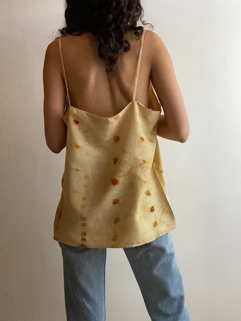 Plant Dyed Vintage Silk Camisole Top, CHESTNUT & COREOPSIS, Size 16 image 3