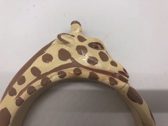 White Wooden Giraffe Bangle - Rare Vintage Find - image 3