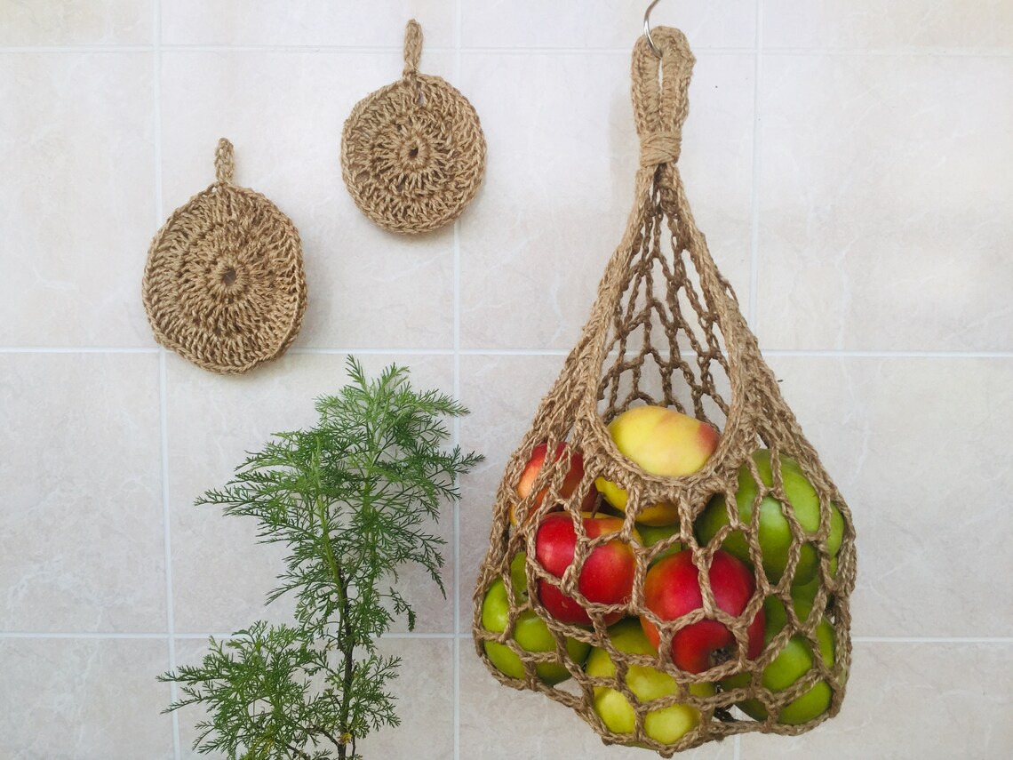 Fruit hanging basket Ecofriendly Natural Jute Planter Etsy