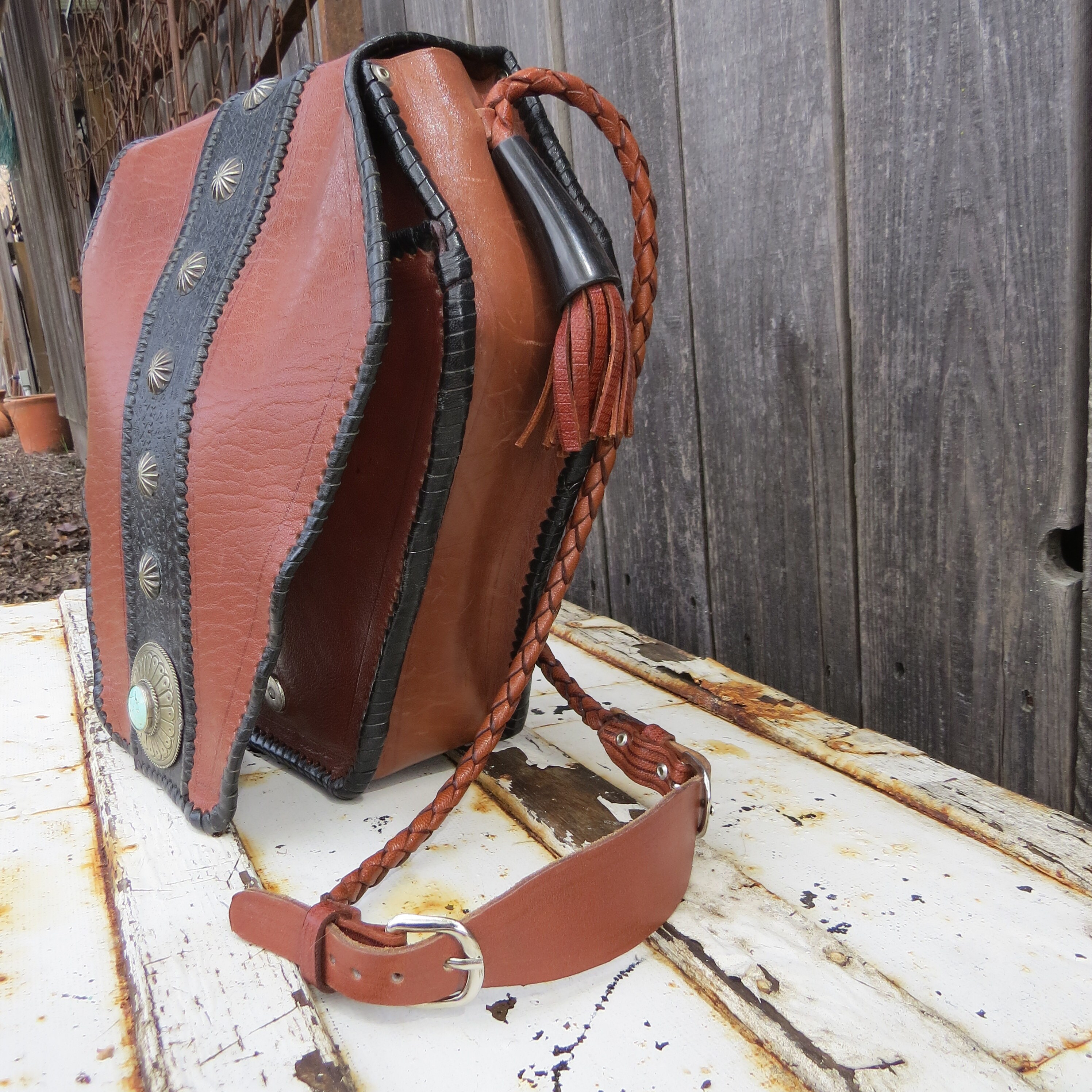 ?Vintage? Four Winds Leather Belt With Attached Purse 32 Vintage Chambers Mens 32 Leather Western Thunderbird SW  main image 4
