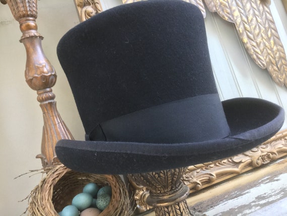 Vintage New York Style Top Hat - 1930s, Black Felt