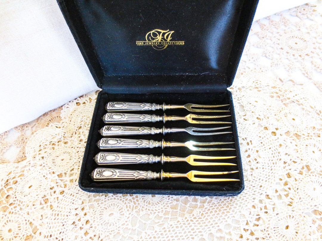 French Antique Sterling Silver Oyster Forks, Sterling Silver, Set of 6