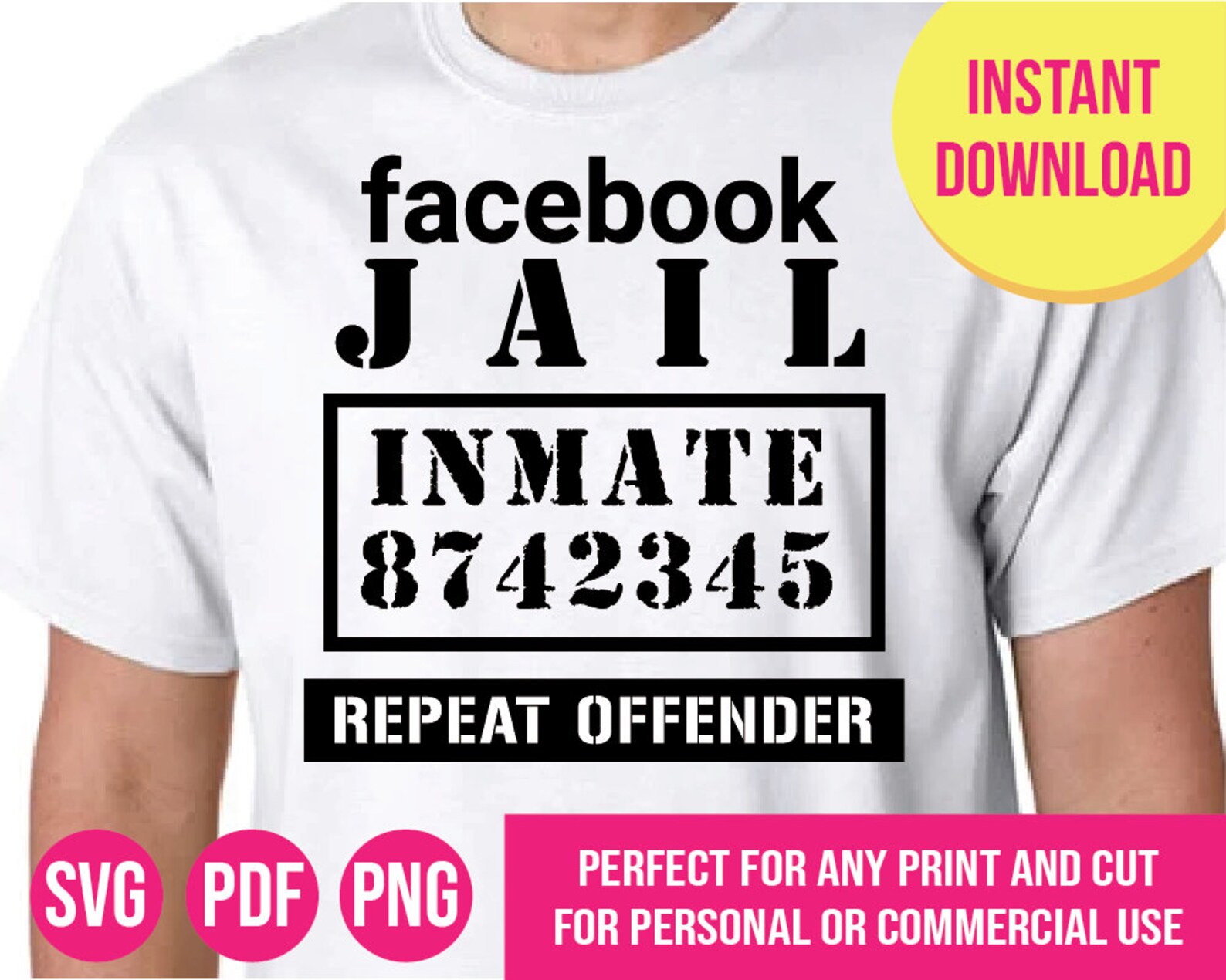Facebook Jail Inmate Repeat Offender High Quality SVGPDF | Etsy